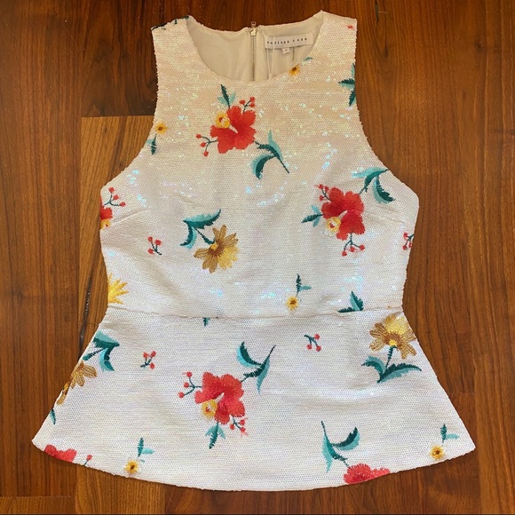 Endless Rose Tops - Endless Rose Sequin Floral Peplum Too Size Small
